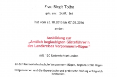 Zertifikat Gästeführerin